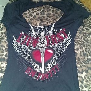 Crash & Burn Scoopneck Cutout Back T-Shirt